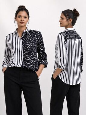 Nygard stripe and leopard print shirt size petite medium